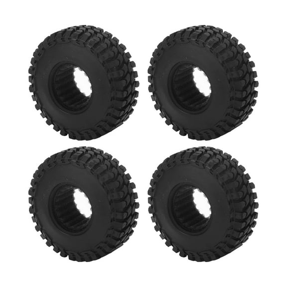 4 Pcs RC Tires Rubber Black Strong Cushioning Remote Control Car Tires with Anti Slip Nuts for Axial SCX24 1/24 RC Car