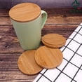 thumbnail image 2 of Tapas de bambú decorativas naturales, cubierta creativa a prueba de polvo, cubierta de taza de silicona de madera, realza la belleza y la funcionalidad de su mesa, perfecta para mantener las bebidas, 2 of 8