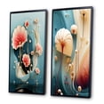 thumbnail image 3 of Designart "Teal Background Contemporary White Flower III" Abstract Botanicals Framed Wall Art Set Of 2 - Modern Blue Framed Canvas Set For Living Room Decor, 3 of 6