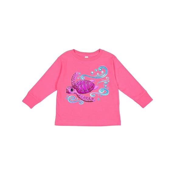 Inktastic Cute Pink Sea Turtle Boys or Girls Long Sleeve Toddler T-Shirt