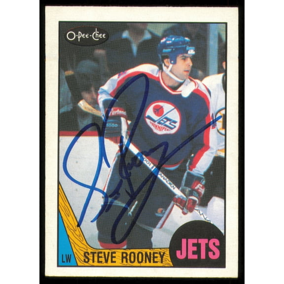 Steve Rooney Autographed 1987-88 O-Pee-Chee Rookie Card #223 Winnipeg Jets SKU #255232