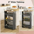 thumbnail image 6 of 4-Tier Rolling Storage Cart, 8 Inches Slim Kitchen Cart on Wheels with Open Shelves & Handle, Laundry Room Cart Between Washer and Dryer, for Narrow Space Bathroom Next to Fridge (Grey & Natural), 6 of 8