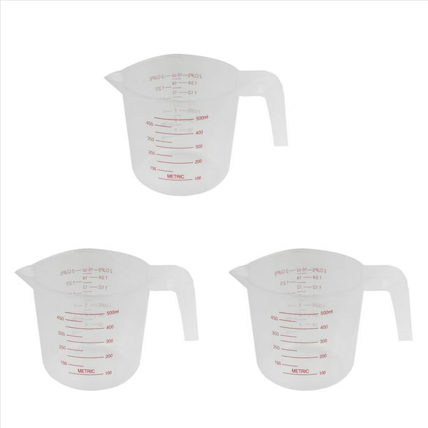 3X Jarra Medidora de Laboratorio Casero de 500 Ml, Jarra de PláStico, Recipiente de Vertido
