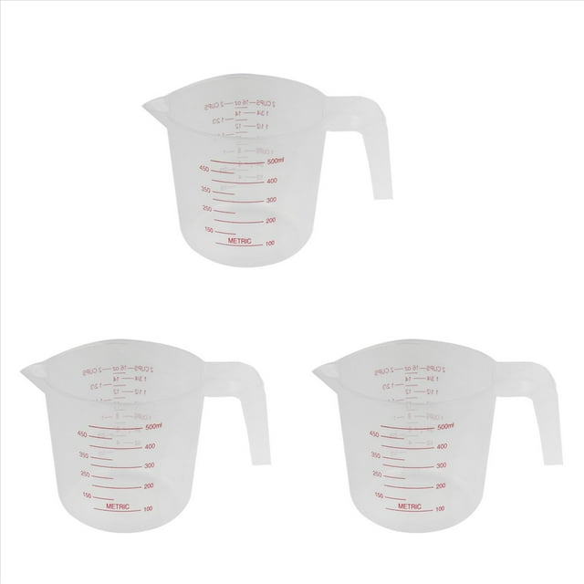 3X Jarra Medidora de Laboratorio Casero de 500 Ml, Jarra de PláStico, Recipiente de Vertido