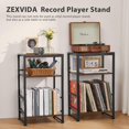 thumbnail image 6 of 3-Tier Vinyl Record Player Stand, End Table for Album Storage, 28" H Record Player Stand with Storage Up to 120 Albums Vinyl Record Storage, Side Table for Living Room Bedroom, 6 of 16