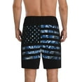 thumbnail image 3 of Naloa Navy Camouflage American Flag Men's Short Pajama Pants, Lounge Comfort Shorts with Elasticized Waistband and Side Pockets - Small, 3 of 9
