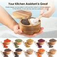 thumbnail image 5 of Salt and Pepper Bowl Acacia Wood Salt and Pepper Box with Rotating Magnetic Lid 2 Compartments Salt and Pepper Cellar with Spoons Practical Salt Spice Box for Home Kitchens, 5 of 10