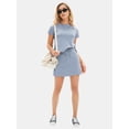 thumbnail image 2 of Conjunto de falda EXLURA, camiseta casual de manga corta de verano para mujer, 2 of 5