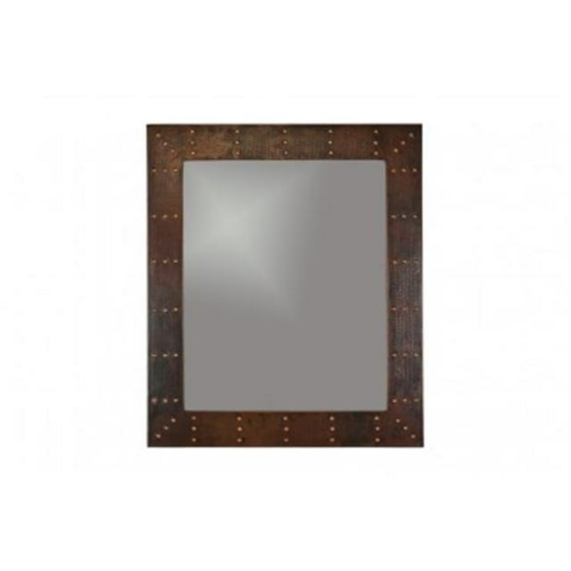 Miroir Rectangulaire en Cuivre Martelé à la Main avec Rivets Forgés à la Main