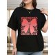 thumbnail image 1 of [1pc Valentine'S Day Print T-Shirt] 1pc Plus-Size Women'S Valentine'S Day Geometric Bow Print T-Shirt, Casual Crew-Neck Knit Top, Polyester Blend, Stretchy, All-Season Vacation Style Tee Tee For Adul, 1 of 5