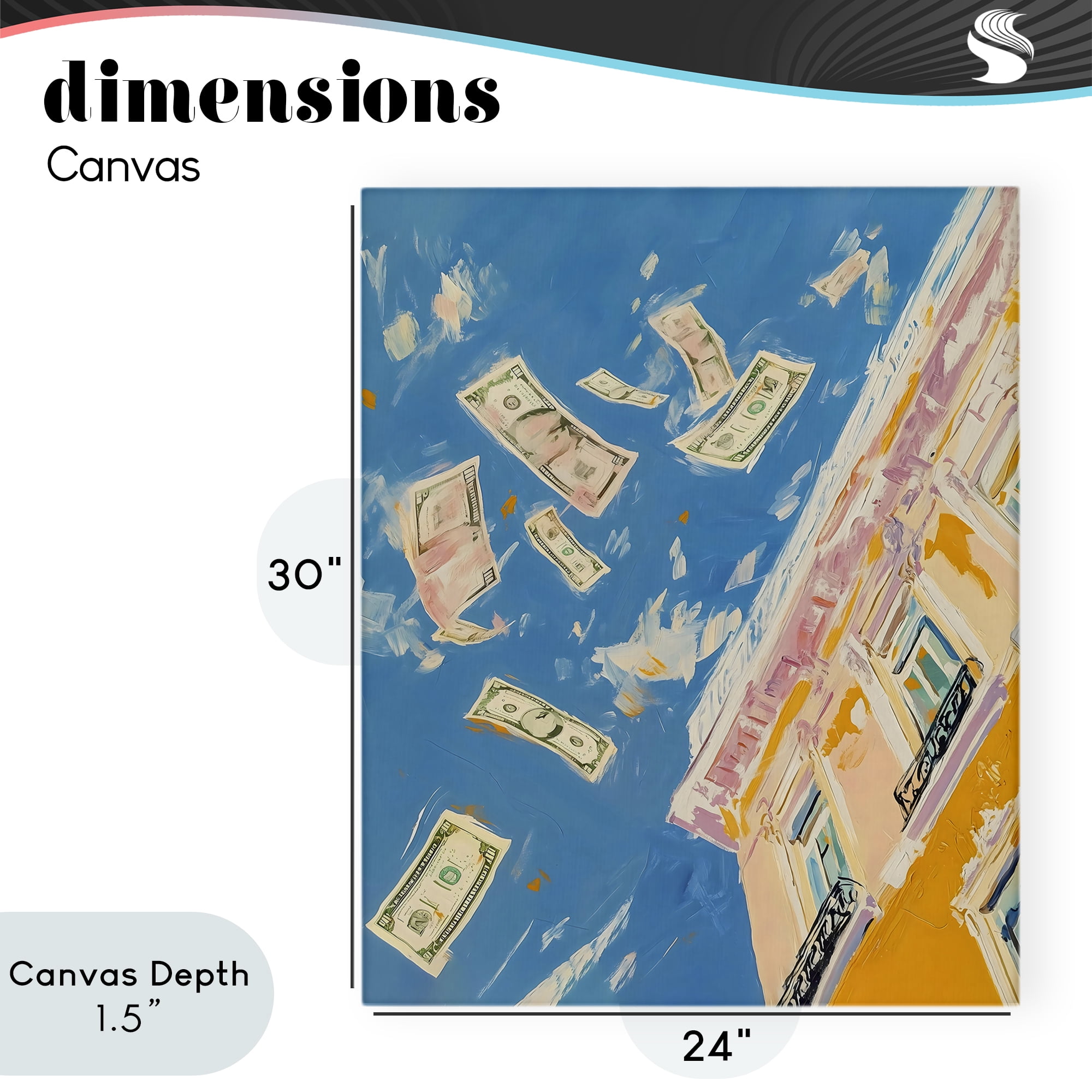 Stupell Industries Money Rain Drifting Past Windows Canvas Wall Art, design by The Prints Vibe