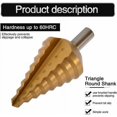 thumbnail image 5 of Broca escalonada ranurada Dinheiro [10 a 45 mm] - Acero de alta velocidad, vástago triangular, herramientas de perforación HSS para bricolaje, 5 of 5