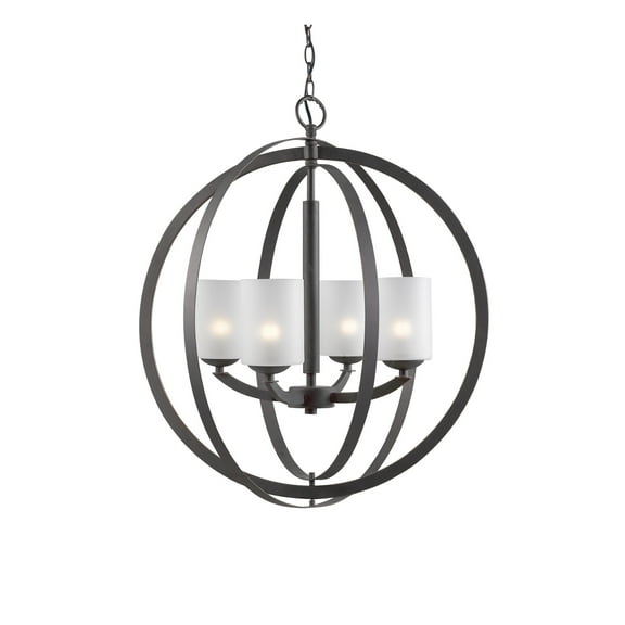 Woodbridge Lighting Mirage 4-light Glass Pendant Chandelier in Opal/Bronze