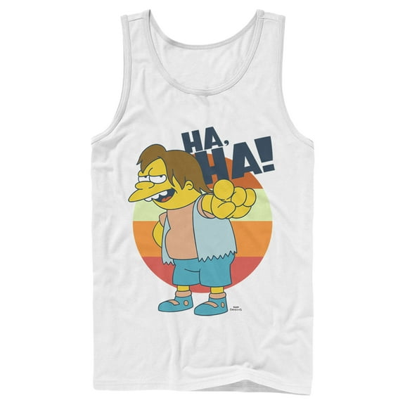 Men's The Simpsons Nelson Laugh  Tank Top White Medium