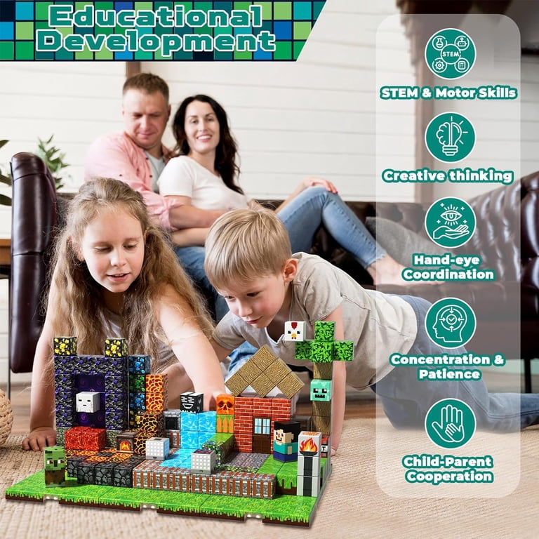 Annexfun 200Pcs Magnetic Building Blocks with Bases for Kids Ages