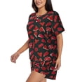 thumbnail image 2 of Kdxio Beef3 Print Pajamas Sets for Women Short-Sleeved Pjs with Lounge Shorts Two Piece Sleepwear S-4XL, 2 of 5
