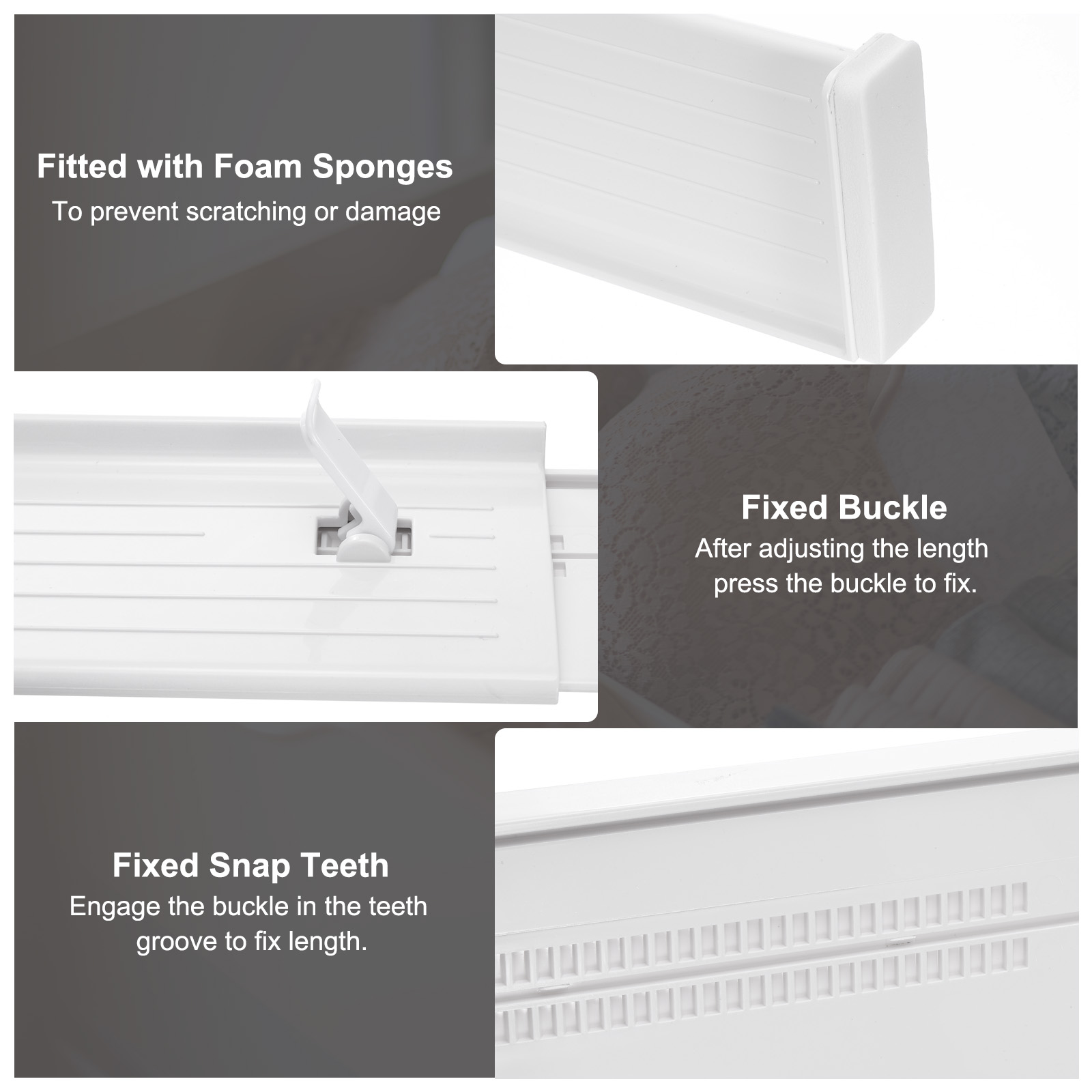 Unique Bargains Plastic Drawer Dividers Adjustable Kitchen Storage Tray White