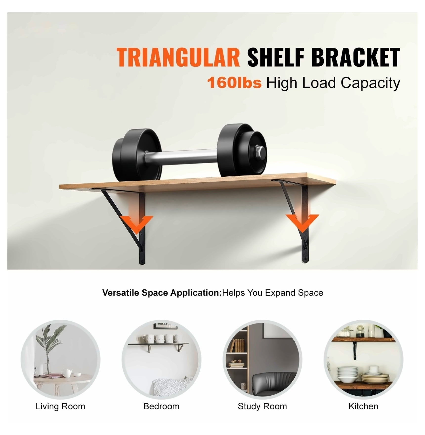Shelf Brackets 18 x 12 inch, 12 Pack Heavy Duty Floating Shelves Brackets, Matte Black Triangle Shelving Brackets, Steel Brackets for Shelves 160 lbs Capacity