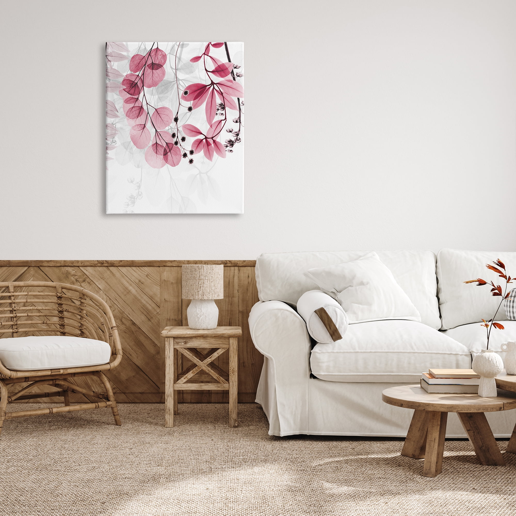Stupell Industries Modern Pink Botanical Leaves Botanical & Floral Painting Gallery Wrapped Canvas Print Wall Art, 30 x 40