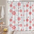thumbnail image 5 of Snowflake Shower Curtain Christmas Red Gray Snow Star Winter Holiday Xmas Festival Extra Long Bathroom Home Curtain with Hooks,70" Wx84 H, 5 of 6