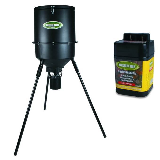 MOULTRIE 30 Gallon Pro Hunter Tripod Game Deer Feeder + 6V Rechargeable