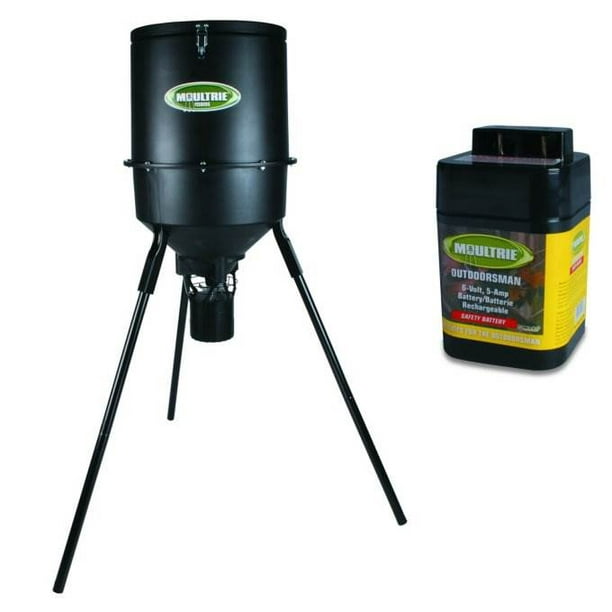 MOULTRIE 30 Gallon Pro Hunter Tripod Game Deer Feeder + 6V Rechargeable