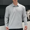 thumbnail image 2 of BangWanChi Men's Casual Solid Color Flap Button Shirts Long Sleeve Pullovers Lapel Top, 2 of 6