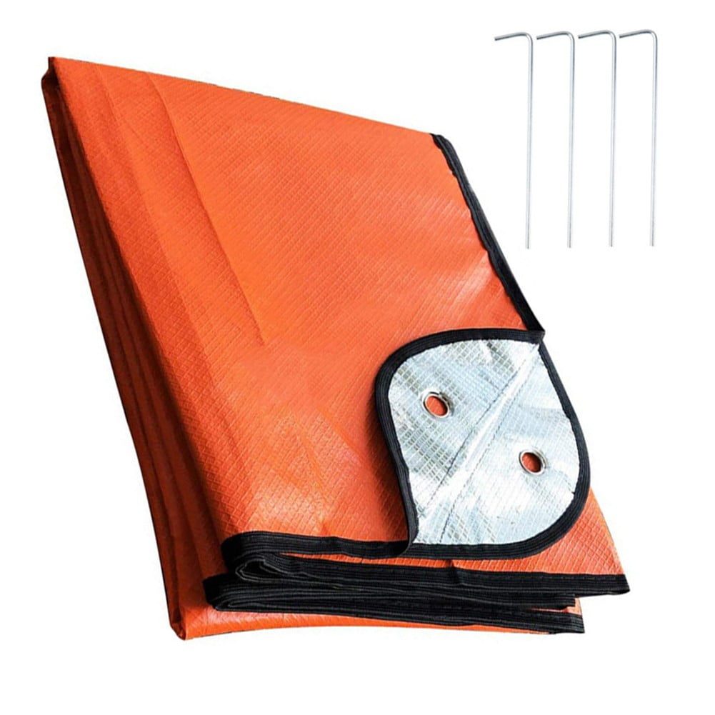 Outdoor Camping Survival Blanket Insulated Thermal Reflective Tarp 82.7X59.1Inch Orange