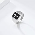 thumbnail image 2 of PAURO Men's Stainless Steel Vintage Enamel Square Cross Rings Biker Rock Cocktail Party Ring Silver Size 12, 2 of 5