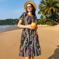 thumbnail image 4 of Lsque Watercolor Romantic Paisley Print Women's Casual Dress T-Shirt Summer Short Sleeve Scoop Neck Swing Dresses, 4 of 6