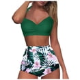 thumbnail image 4 of Hessimy High Waisted Bikini Set for Women Two Piece Tummy Control Vintage Swimsuit Retro Halter Bathing Suit with Bottom(Green,S), 4 of 8