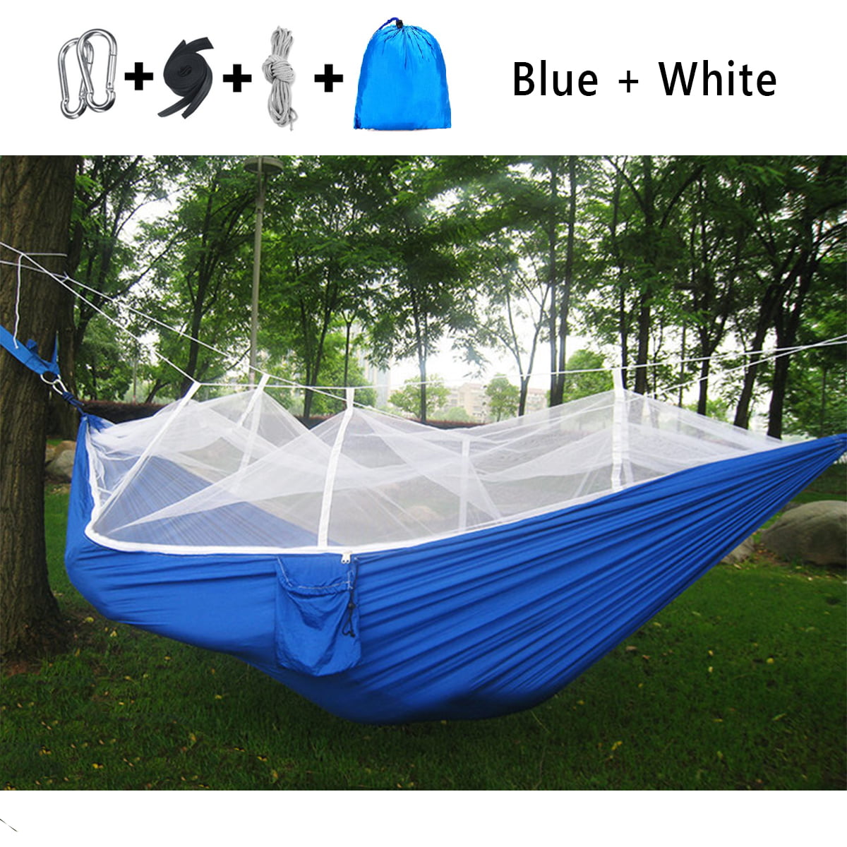 Portable Two Person Nylon Rope Hanging Hammock Swing Fabric Camping Outdoor Bed 