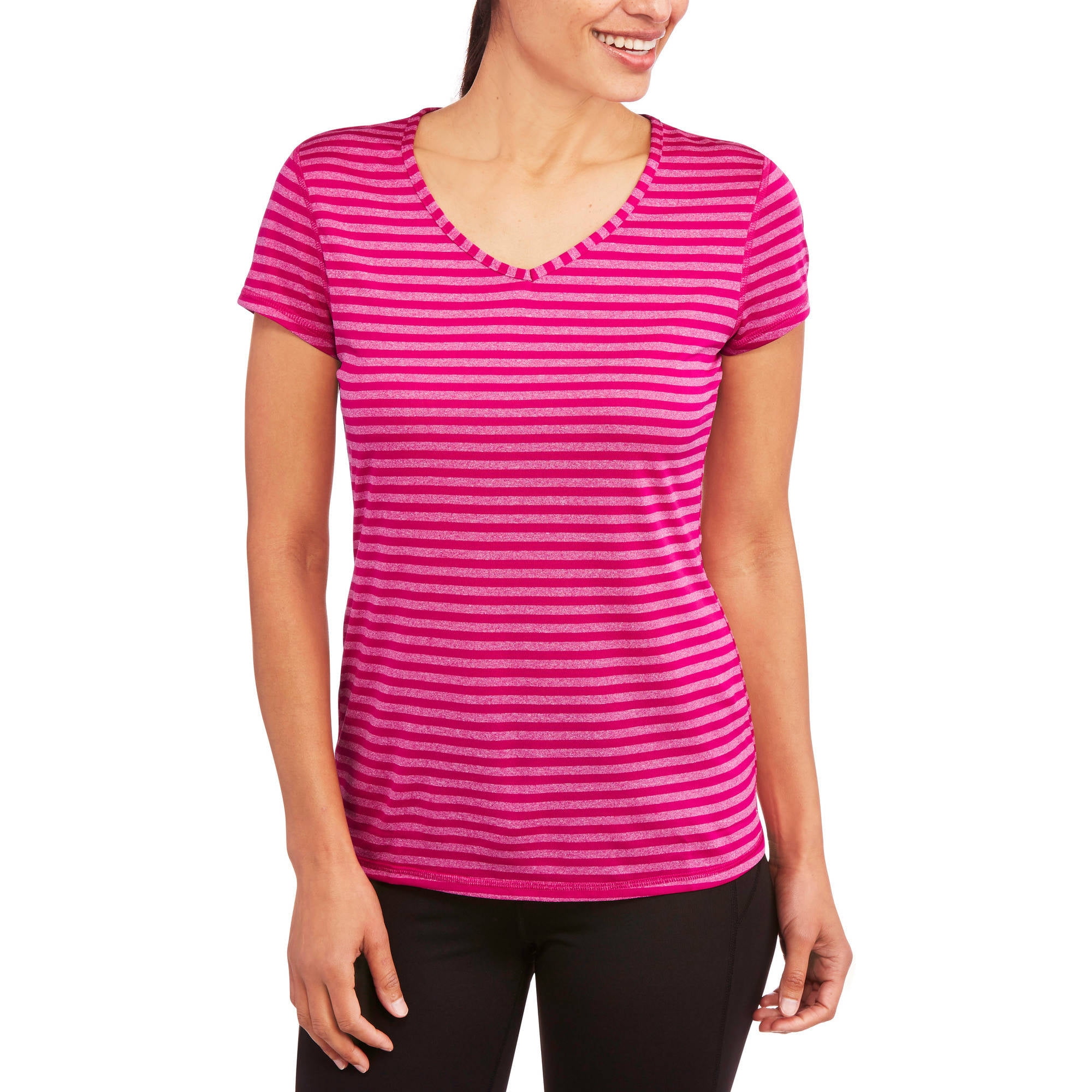 Striped Pattern V-neck Casual Fashion Women's T-shirt main image 0