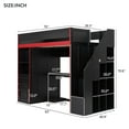 thumbnail image 2 of Harper & Bright Designs Twin Size Gaming Loft Bed with Desk & Storage Stairs, Solid Wood Loft Bed with LED Lights, Wardrobe and Shelves, Space-Saving Gaming Bed, Black, 2 of 13