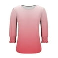 thumbnail image 7 of DailyTrove Women Relaxed Curved Hem Tops Round Neck Three Quarter Sleeve Floral Blouses, 7 of 7