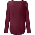 thumbnail image 7 of Tuphregyow Womens Tops Long Sleeve Plus Size Tunic Top For Ladies Comfy Casual Solid Color Lace Hollow Out Blouse T-Shirt Loose Tummy Hiding Round Neck Wine M, 7 of 7
