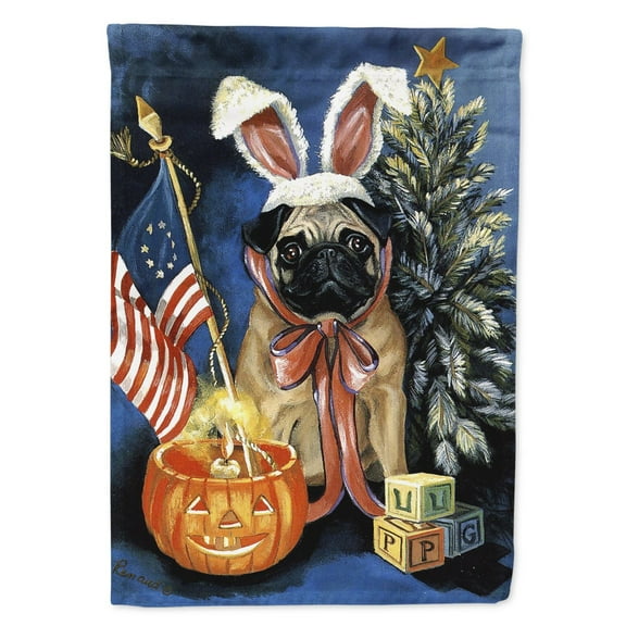 Carolines Treasures PPP3125CHF Pug for All Seasons Flag Canvas House Size  Large multicolor