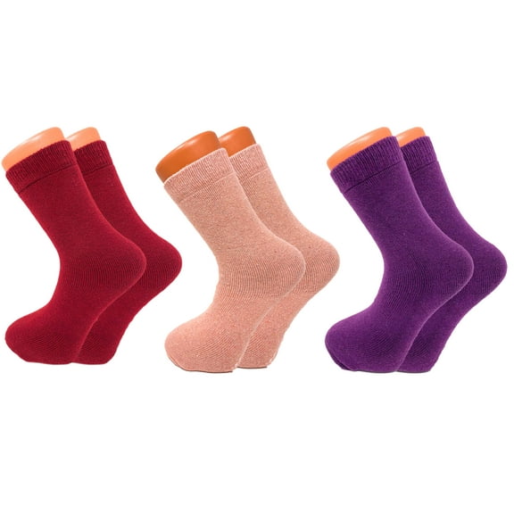 Thermal Socks for Women Casual Lambs Wool Crew Socks 3 PAIRS Size 5-7 - STYLE 1
