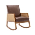 thumbnail image 5 of PU Leather Rocking Chair, Modern Upholstered Glider Rocker Chair with Armrest and Backrest, Comfy Living Room Chair with 300LBS Weight Capacity for Reading Room, Bedroom, Brown, 5 of 7