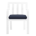 thumbnail image 2 of Contemporary Modern Urban Designer Outdoor Patio Balcony Garden Furniture Side Dining Armchair Chair, Fabric Aluminum, Navy Blue White, 2 of 6