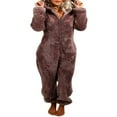 thumbnail image 1 of Combinaison en Peluche pour Femmes Pyjama d'Hiver à Fermeture Éclair Col Haut Chaud, 1 of 4