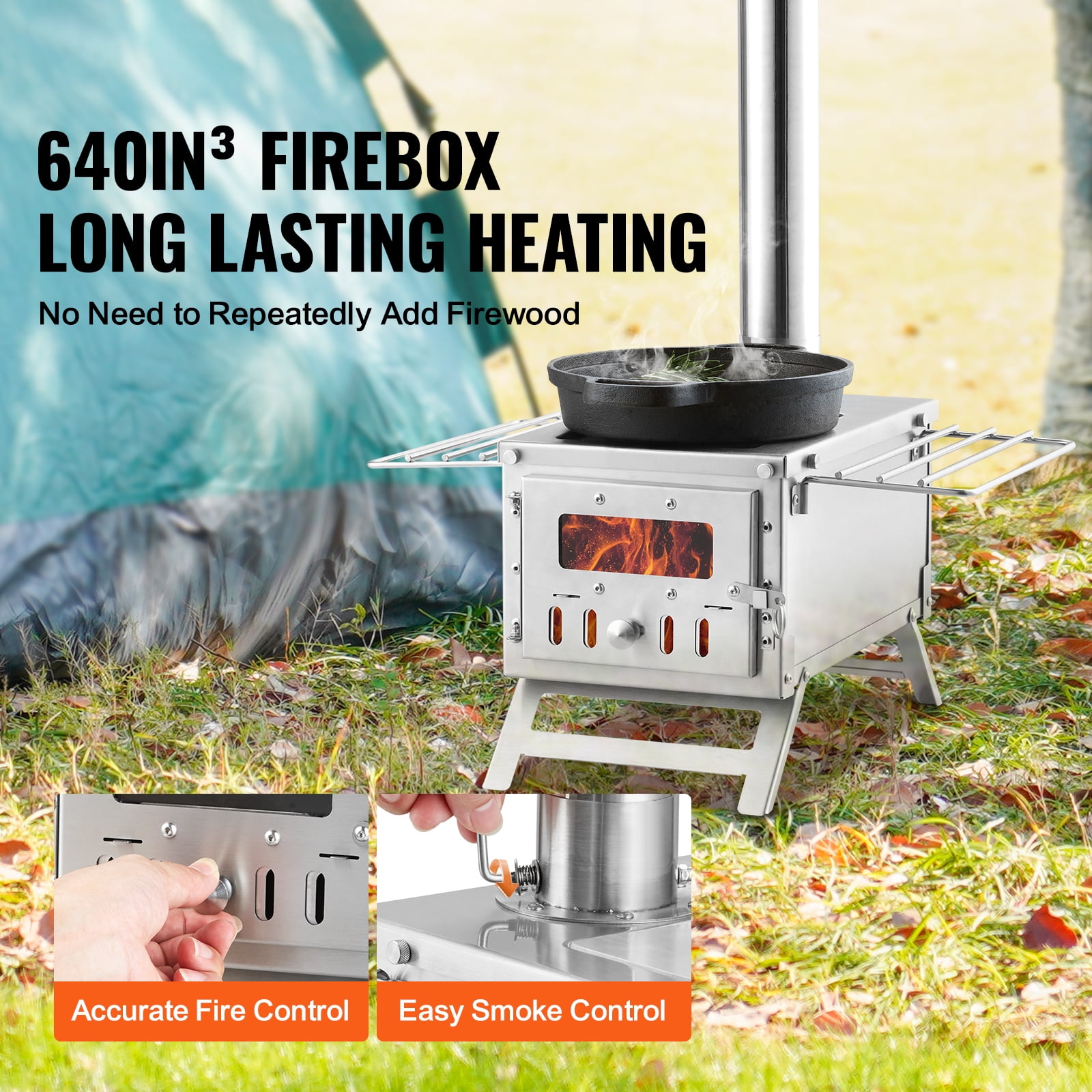 BENTISM Portable Wood Camping Stove with Pipes and Grill Nets