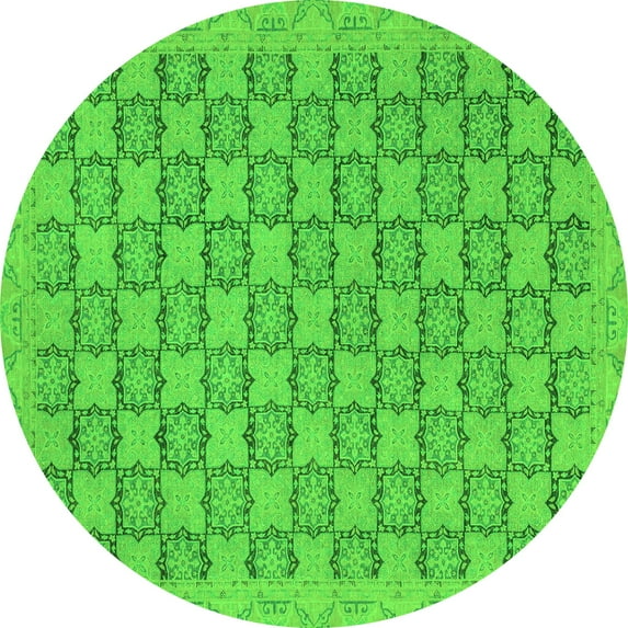 Ahgly Company Indoor Round Abstract Green Modern Area Rugs, 8' Round
