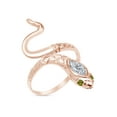 thumbnail image 2 of AFFY Simulated Peridot & CZ Snake Womens Band Ring 14k Rose Gold Over 925 Sterling Silver, 2 of 4