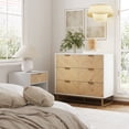thumbnail image 2 of Nathan James Enloe Boho 3-Drawer Dresser for Bedroom, Wood Dresser with Deep Drawers, Metal Legs and Drawer Pulls, White, 2 of 5