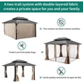 thumbnail image 6 of Dextrus Double Roof Hardtop Gazebo, Outdoor Gazebo with Netting and Curtains, Dual Layered Sidewalls, Durable Aluminum Frame Garden Tent, Ideal for Patio, Backyard, or Deck - 12x16ft, Brown, 6 of 9