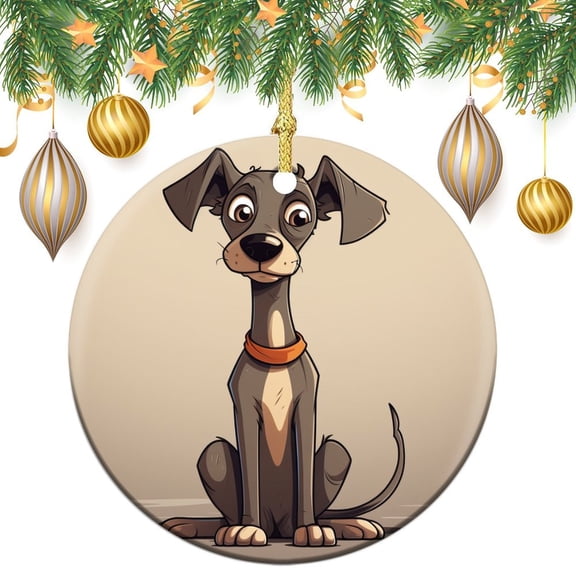 Italian Greyhound Whippet Cute Cartoon Art Christmas Ornaments Dog Decorations Gifts Personalized Christmas Ornament Gift Ceramic Holiday Decoration Present Porcelain 3inch Flat Both Sides