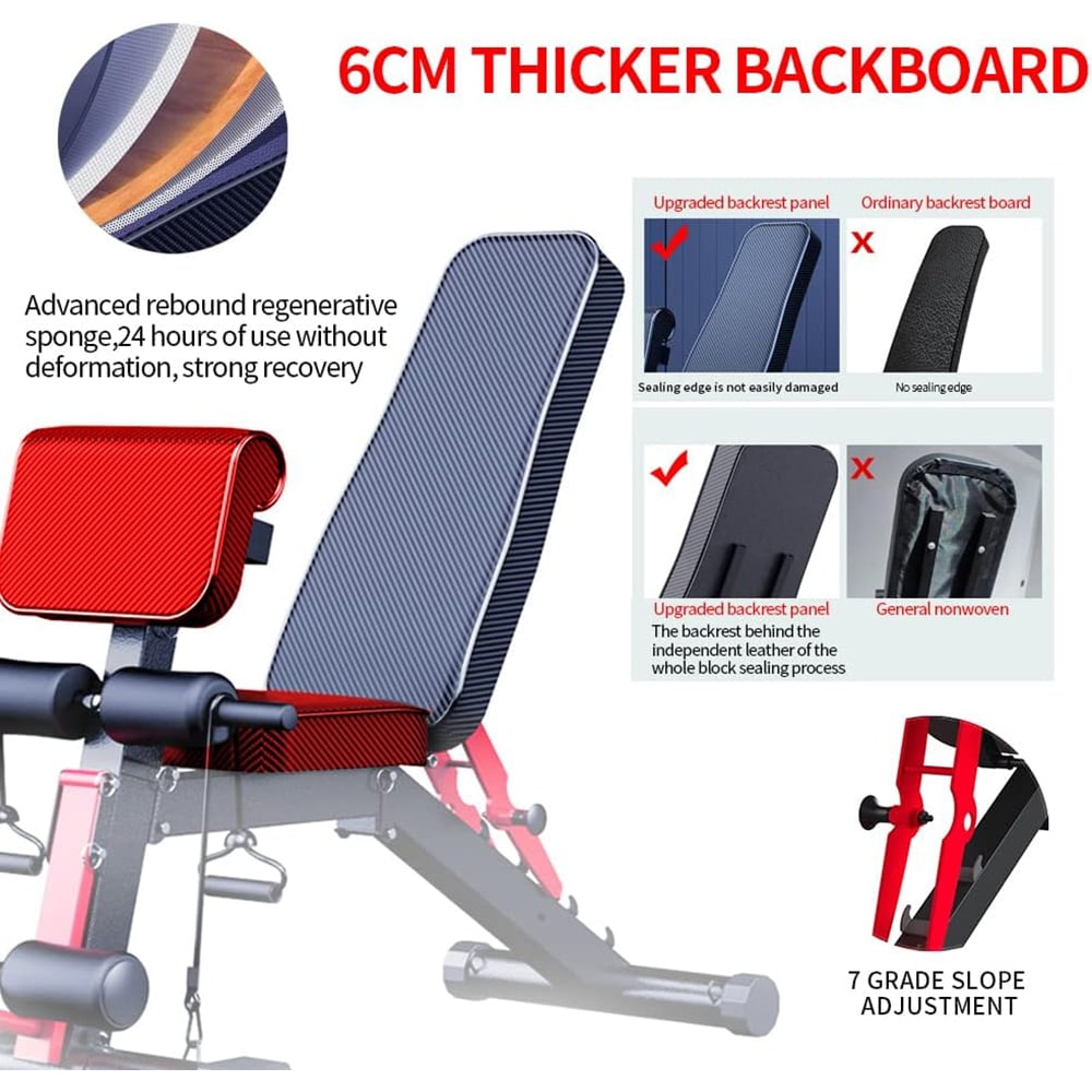 K KINGKANG Adjustable Weight Bench Utility Workout Bench for Home Gym,Foldable Incline Decline Benches for Full Body Workout,Maximum Weight 800 Lbs