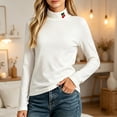 thumbnail image 3 of DJDLJWCJ Big Girls Turtleneck Sweatshirt Solid Color Long Sleeve Pullover Stretch Soft Tops White Size 3-4Years, 3 of 7