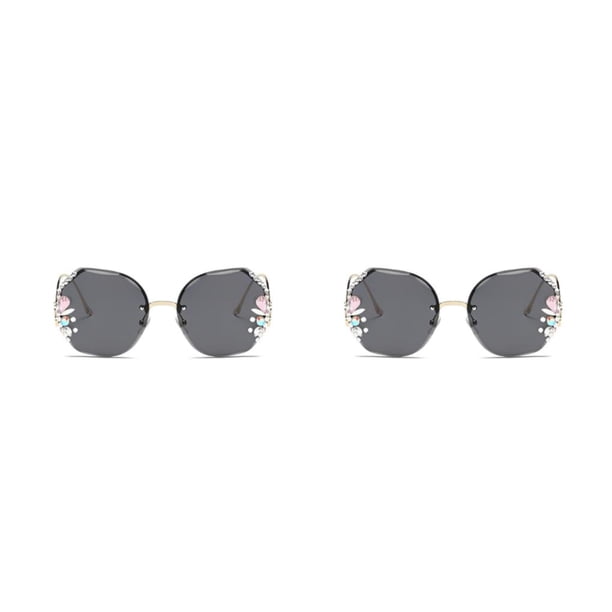Gafas de sol Retro de lujo Minnieouse sin marco para mujer lentes degradados 2piezas Negro